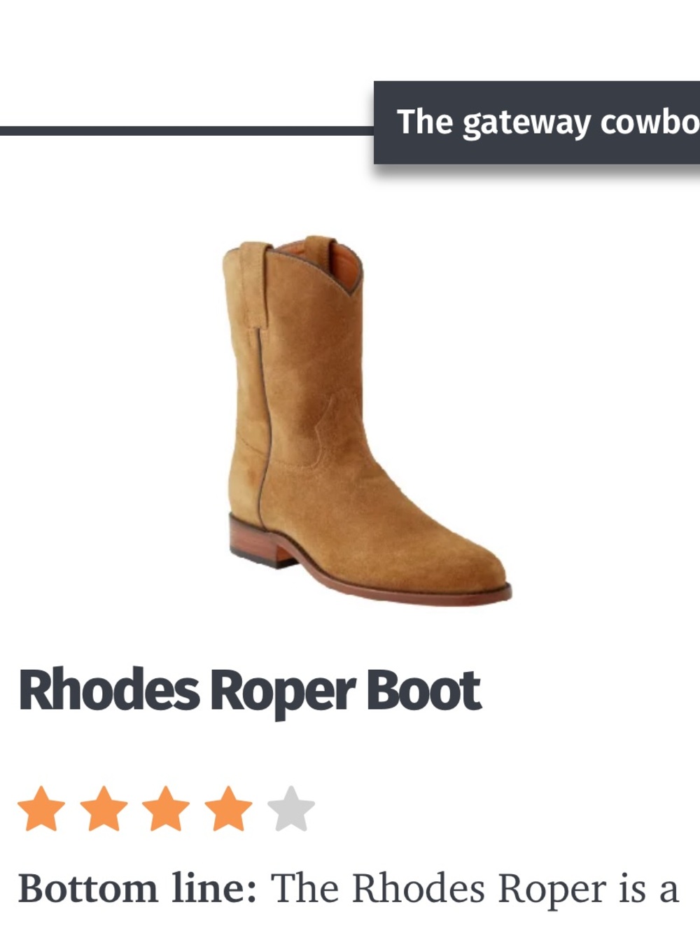 Tan Rhodes Roper Boots Men’s 8 - Picture 3 of 9